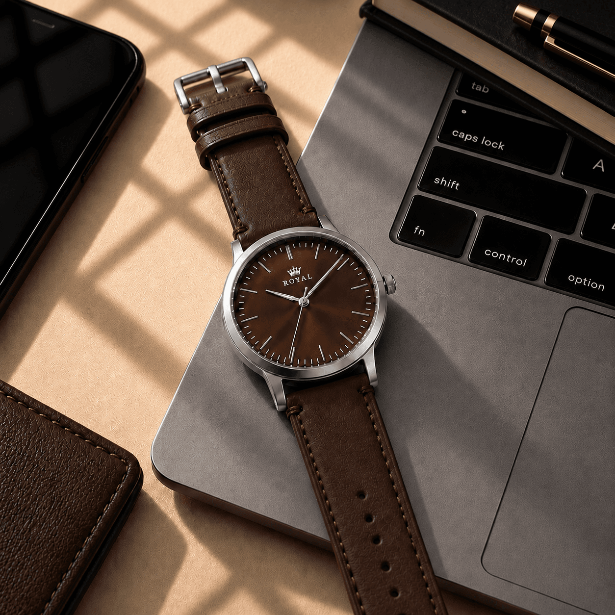 ROYAL Leather Watch Strap — Chocolate Brown