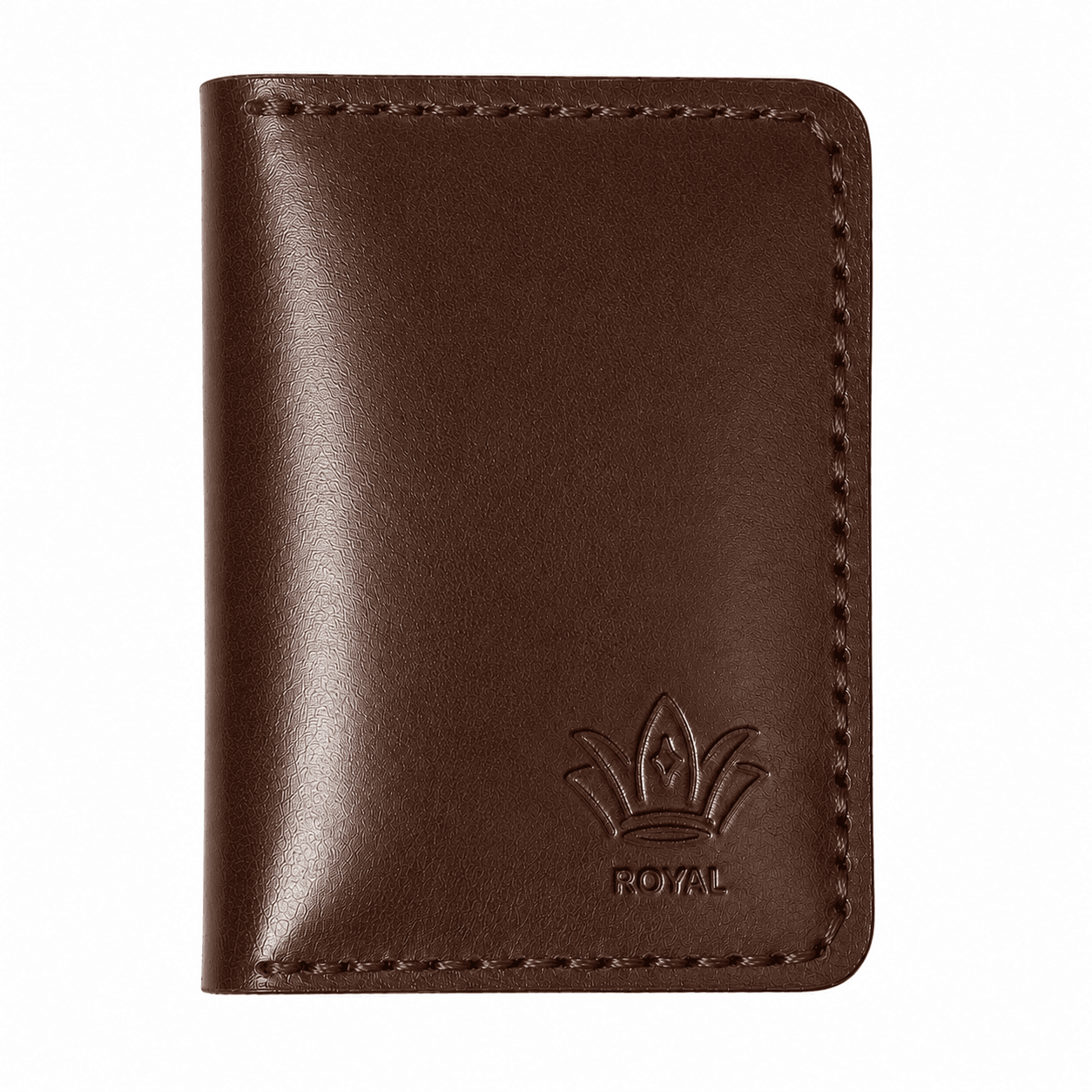 Royal Hand Made Card Holder β Brown β Brown full-grain leather