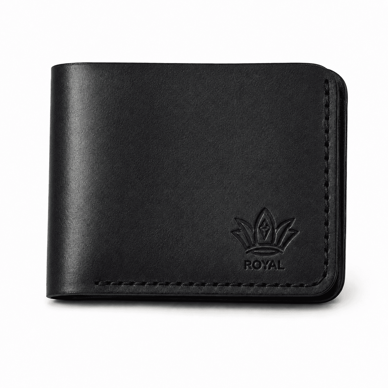 Royal Hand Made Regular 3 Pocket Wallet β Black β Black full-grain leather