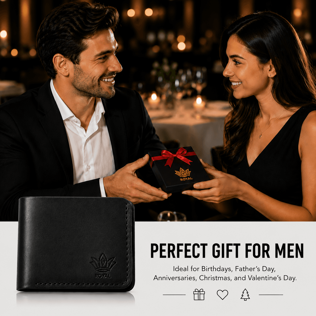 ROYAL Hand Made Regular 3 Pocket Wallet — Black