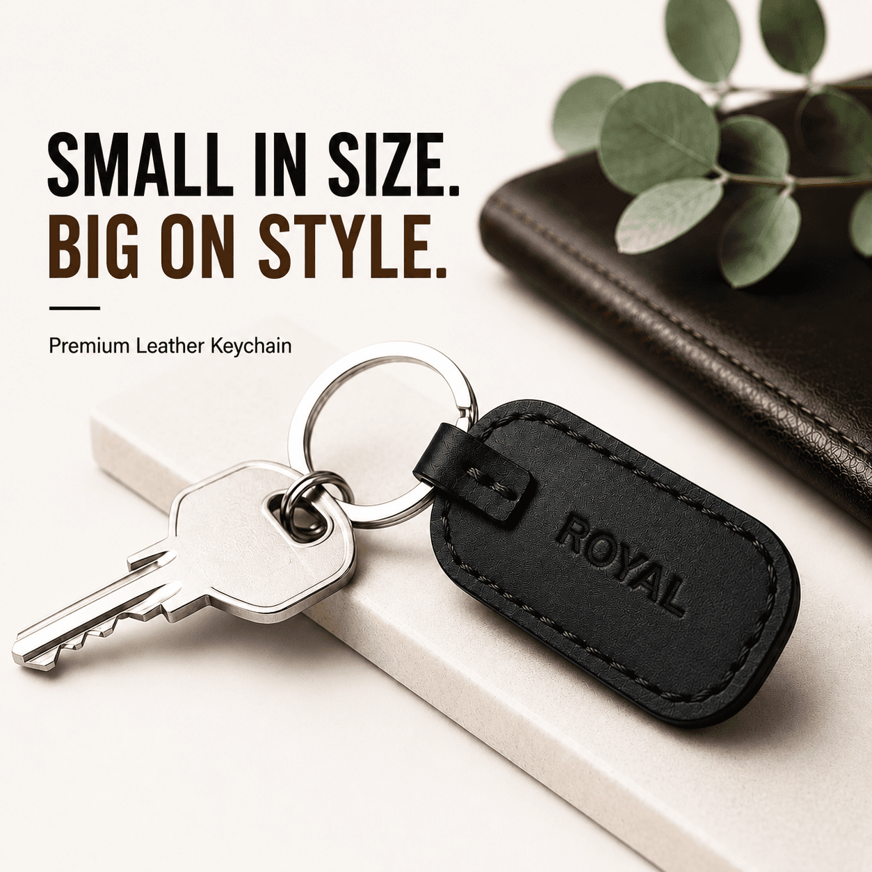 ROYAL Leather Keychain — Black