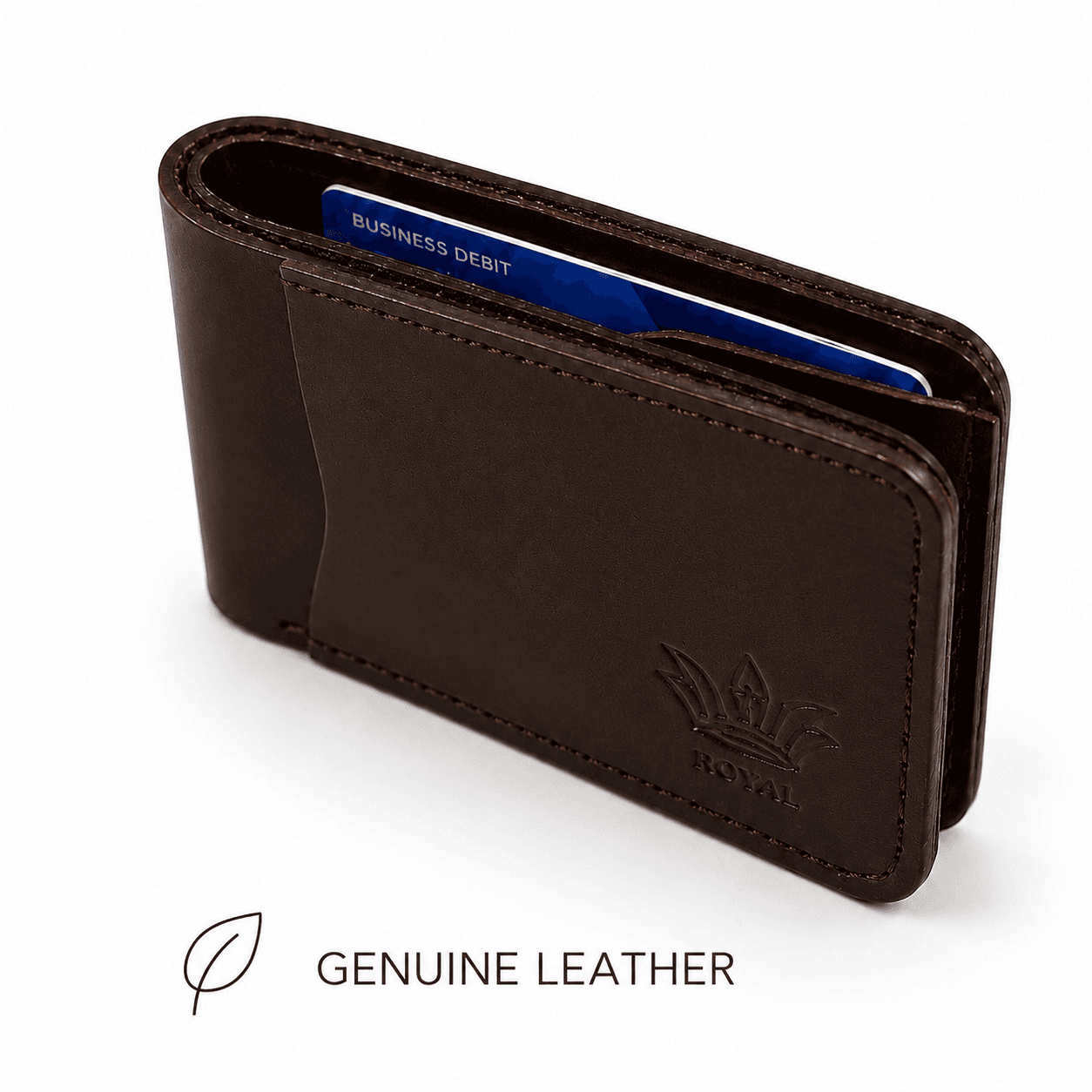 ROYAL Hand Stitch Front Pocket Wallet — Chocolate
