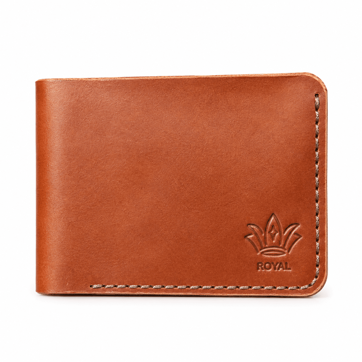 Men's Slim Bifold Wallet, Tan β Hand-Stitched