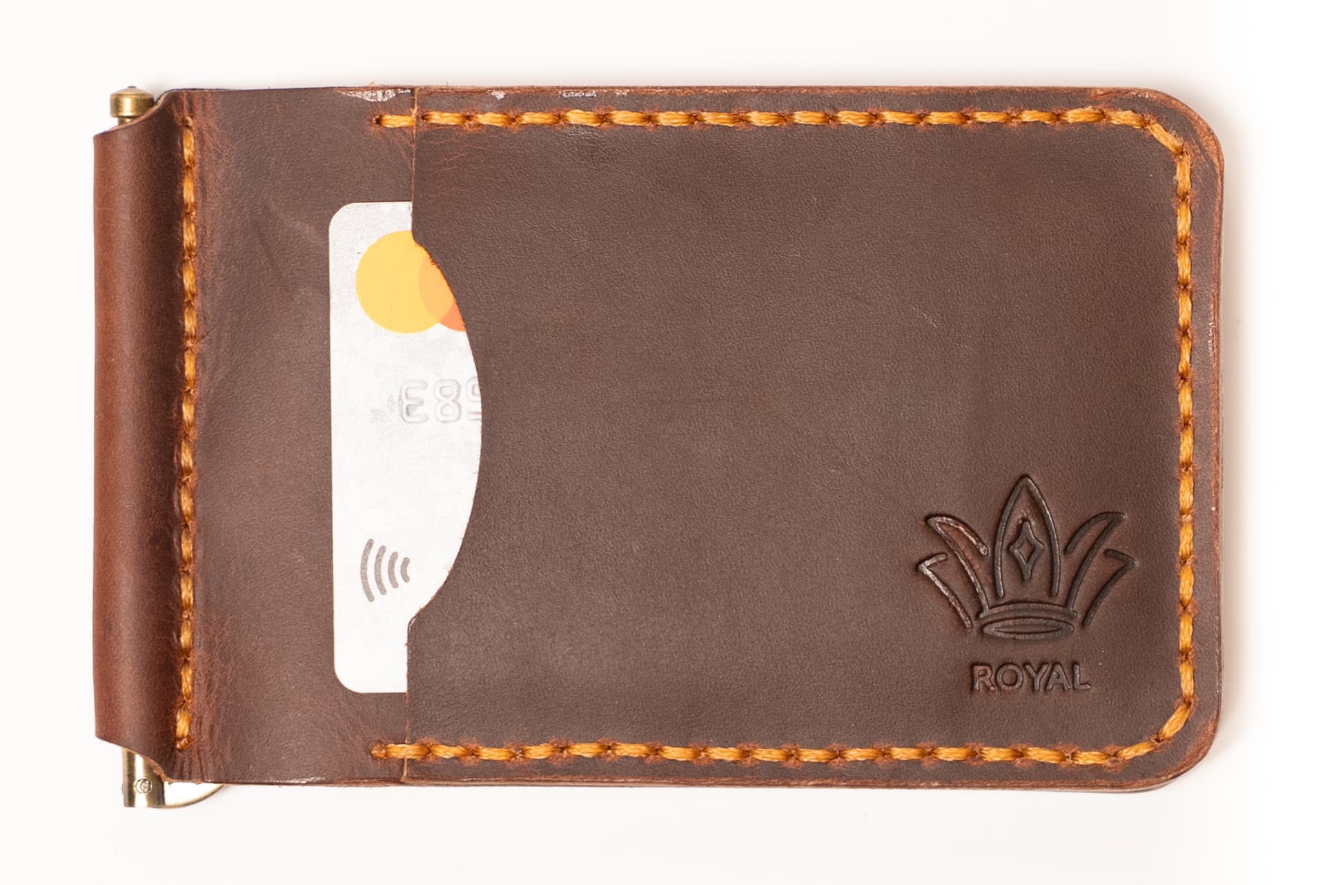 Royal Hand Made Cash Clip — Tan — Tan full-grain leather, view 2