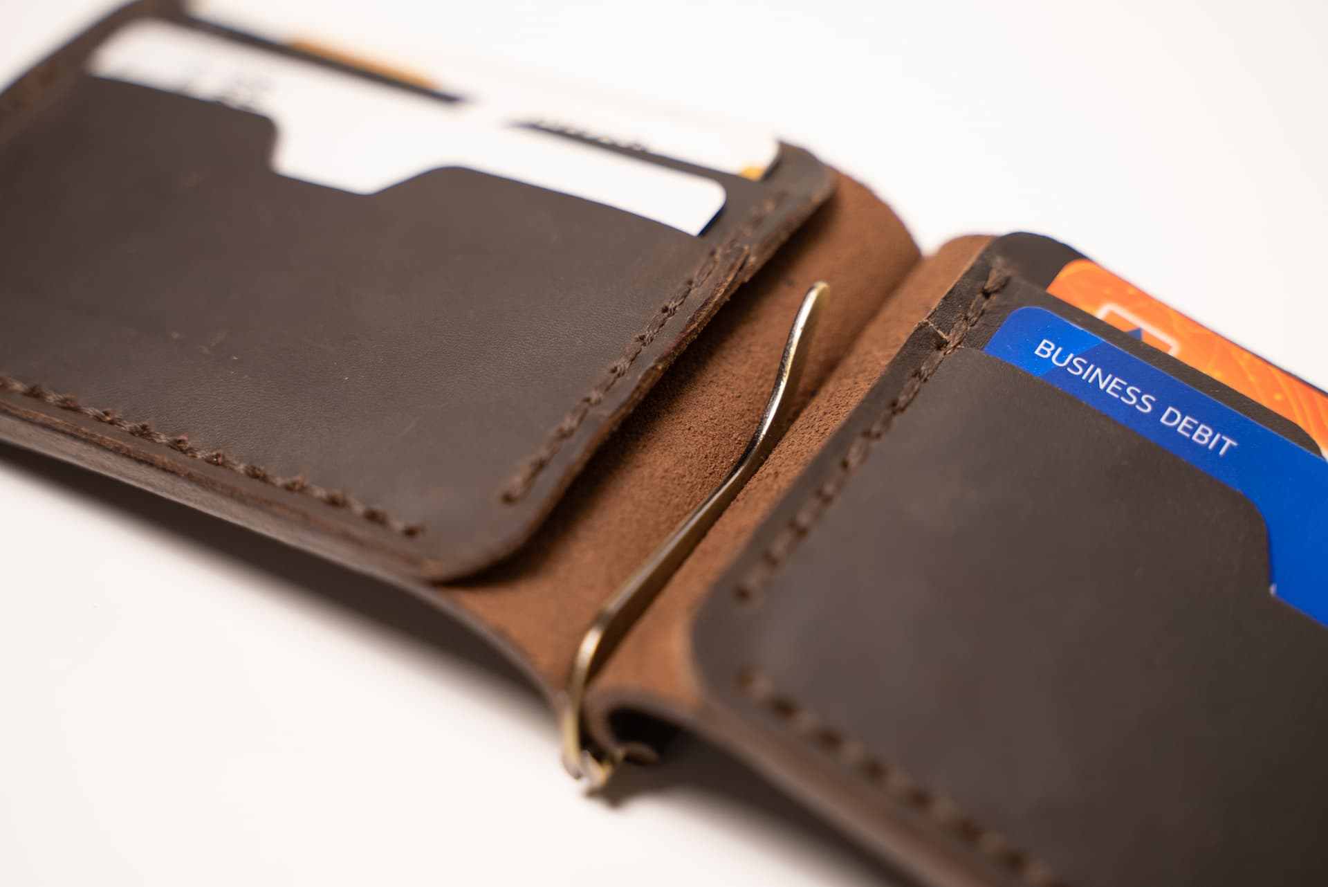 Royal Hand Made Cash Clip — Brown — Brown full-grain leather, view 4