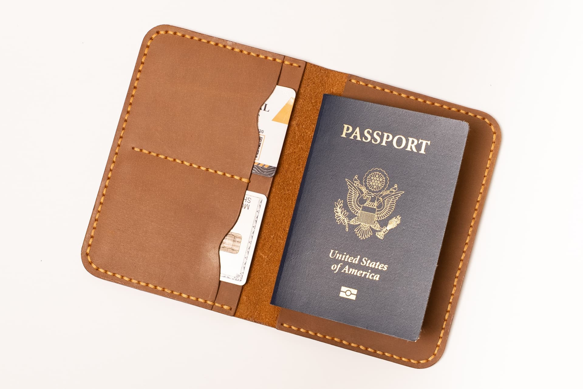 Royal Hand Made Passport Cover β Camel β Camel full-grain leather