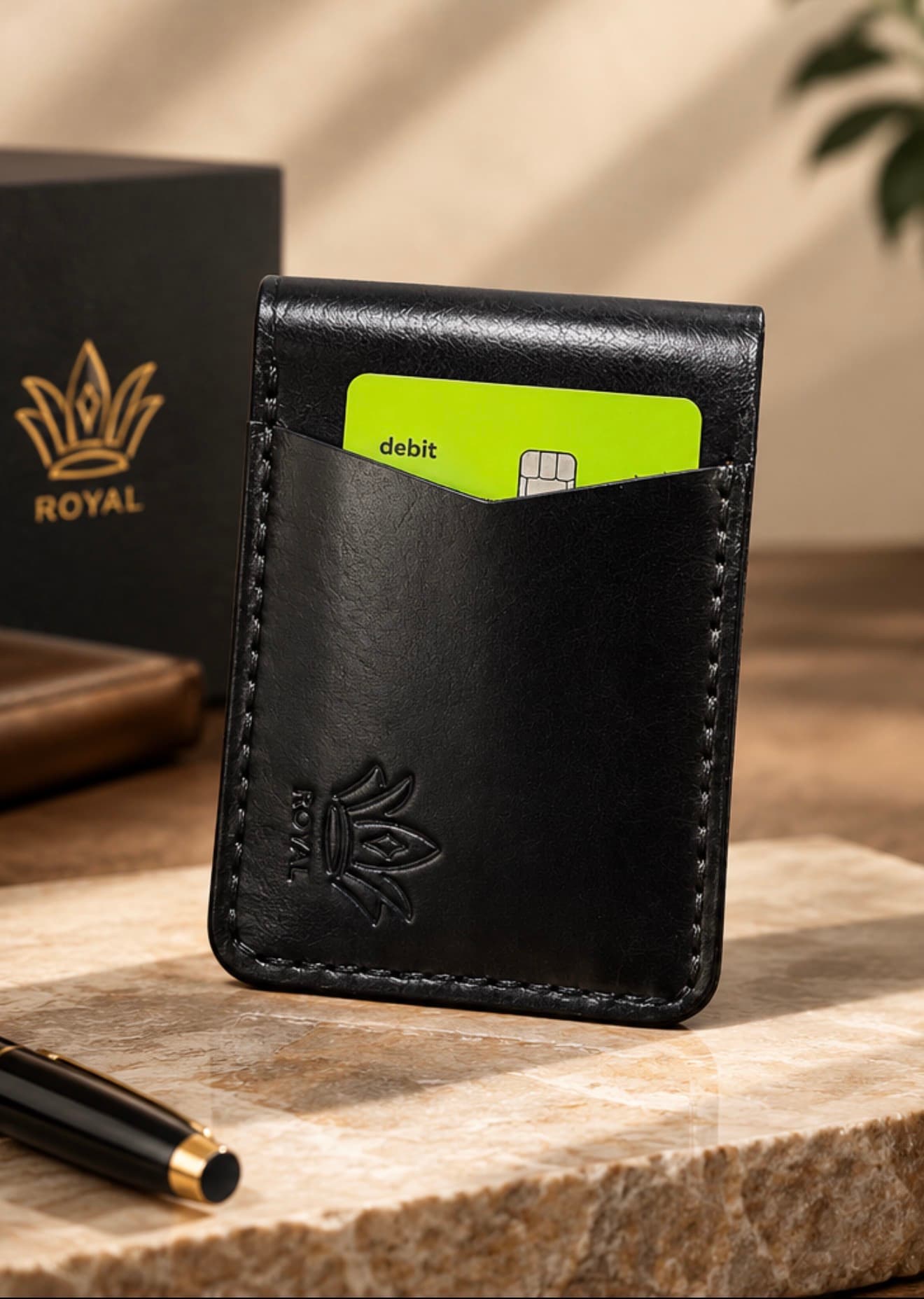 ROYAL Hand-Stitched Front Pocket Wallet — Black