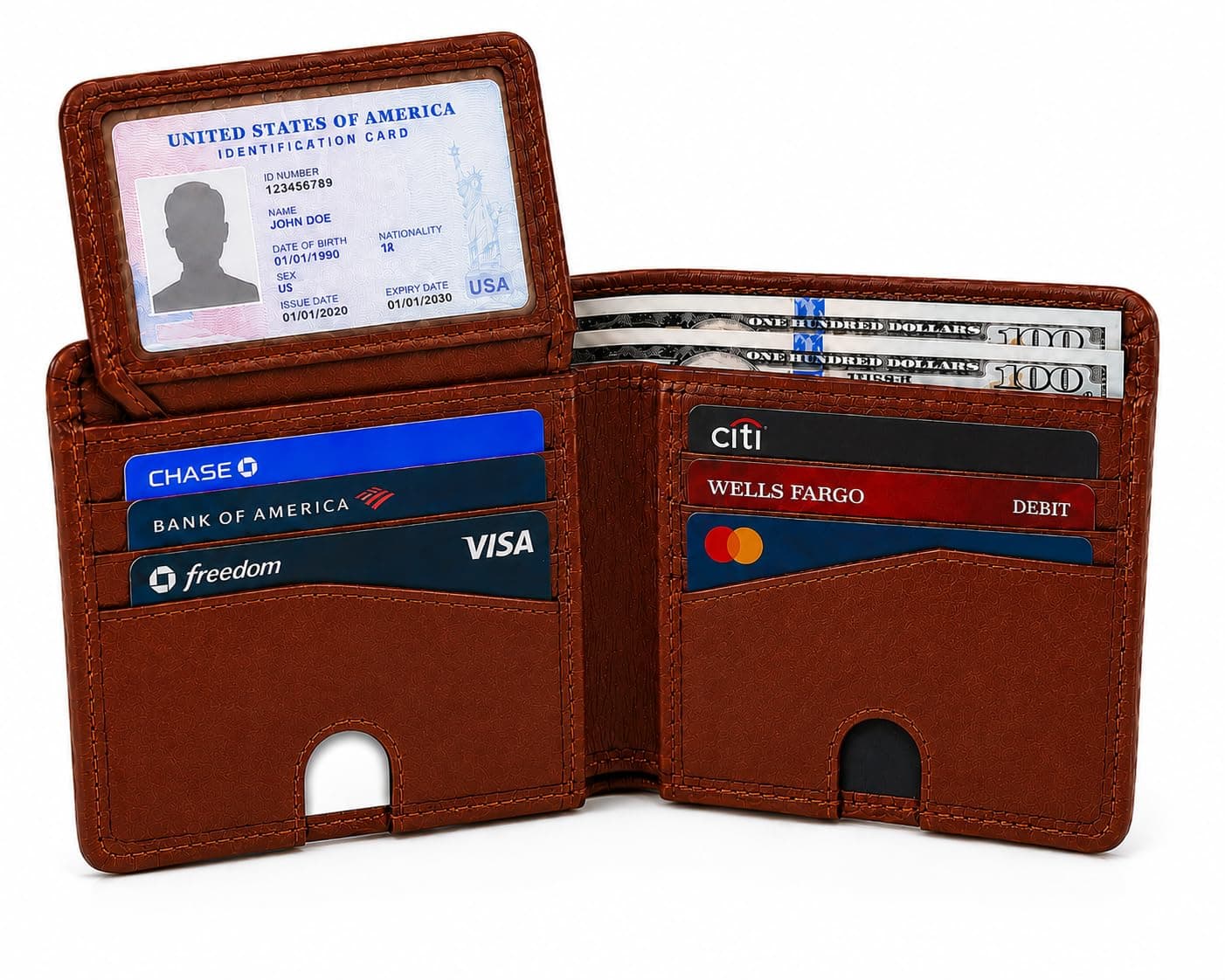 ROYAL Genuine Leather Bifold Wallet for Men – 10 Card Slots, 2 Cash Pockets, Lift-Up ID Window, Compact Design for Everyday Carry & Gifting