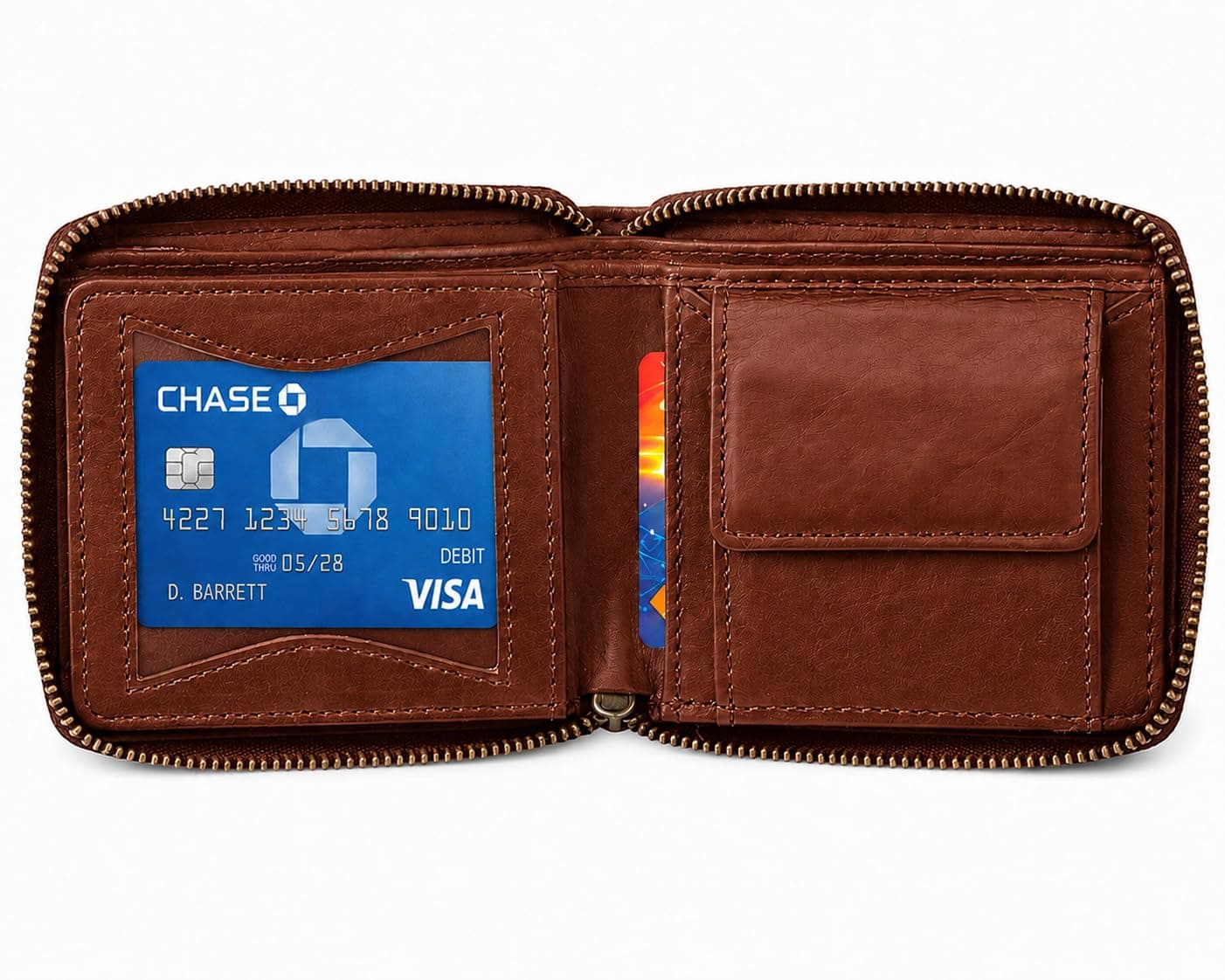 ROYAL Men's Zipper Wallet, Bifold Wallet for Men with 6 Card Slots, 2 Cash Compartments & ID Window, Compact 2-Layer Wallet with Wraparound Zipper