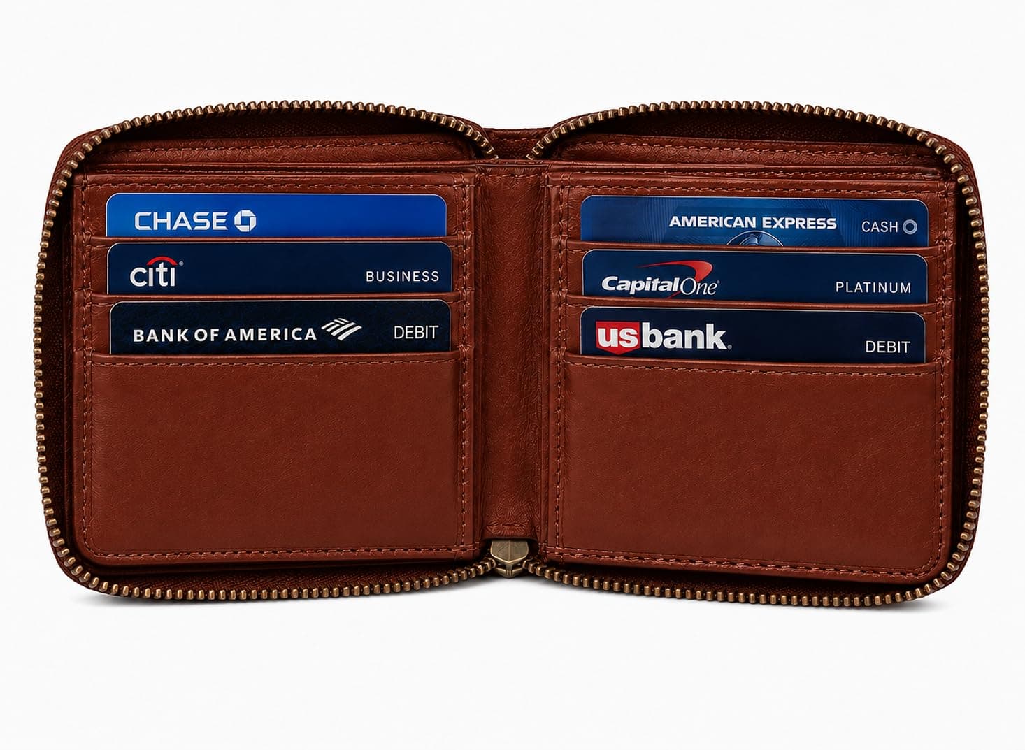 ROYAL Men's Zipper Wallet, Bifold Wallet for Men with 6 Card Slots, 2 Cash Compartments & ID Window, Compact 2-Layer Wallet with Wraparound Zipper