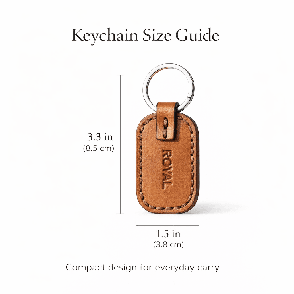 Royal Leather Keychain — Tan — Tan full-grain leather, view 4