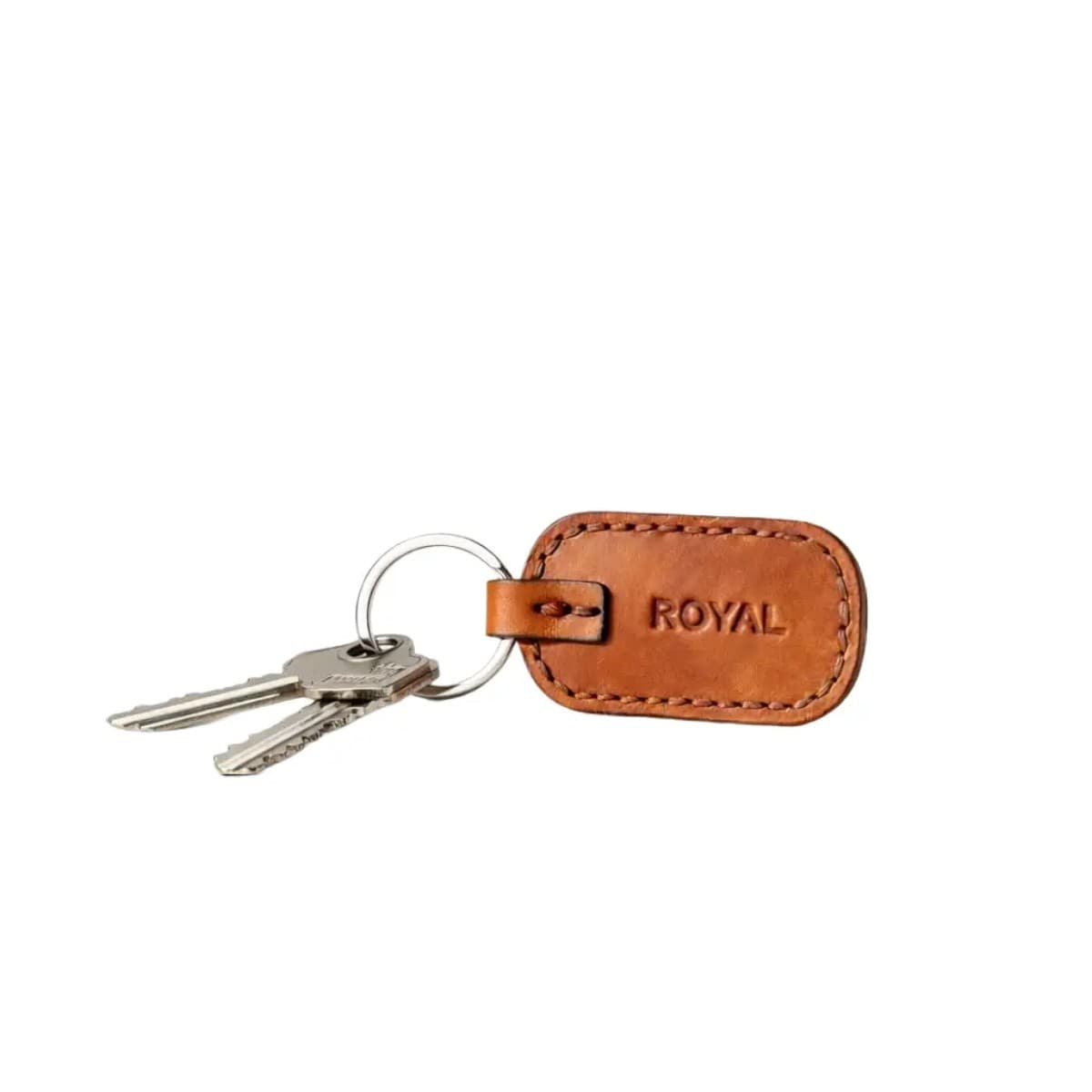 ROYAL Leather Keychain — Tan — lifestyle view