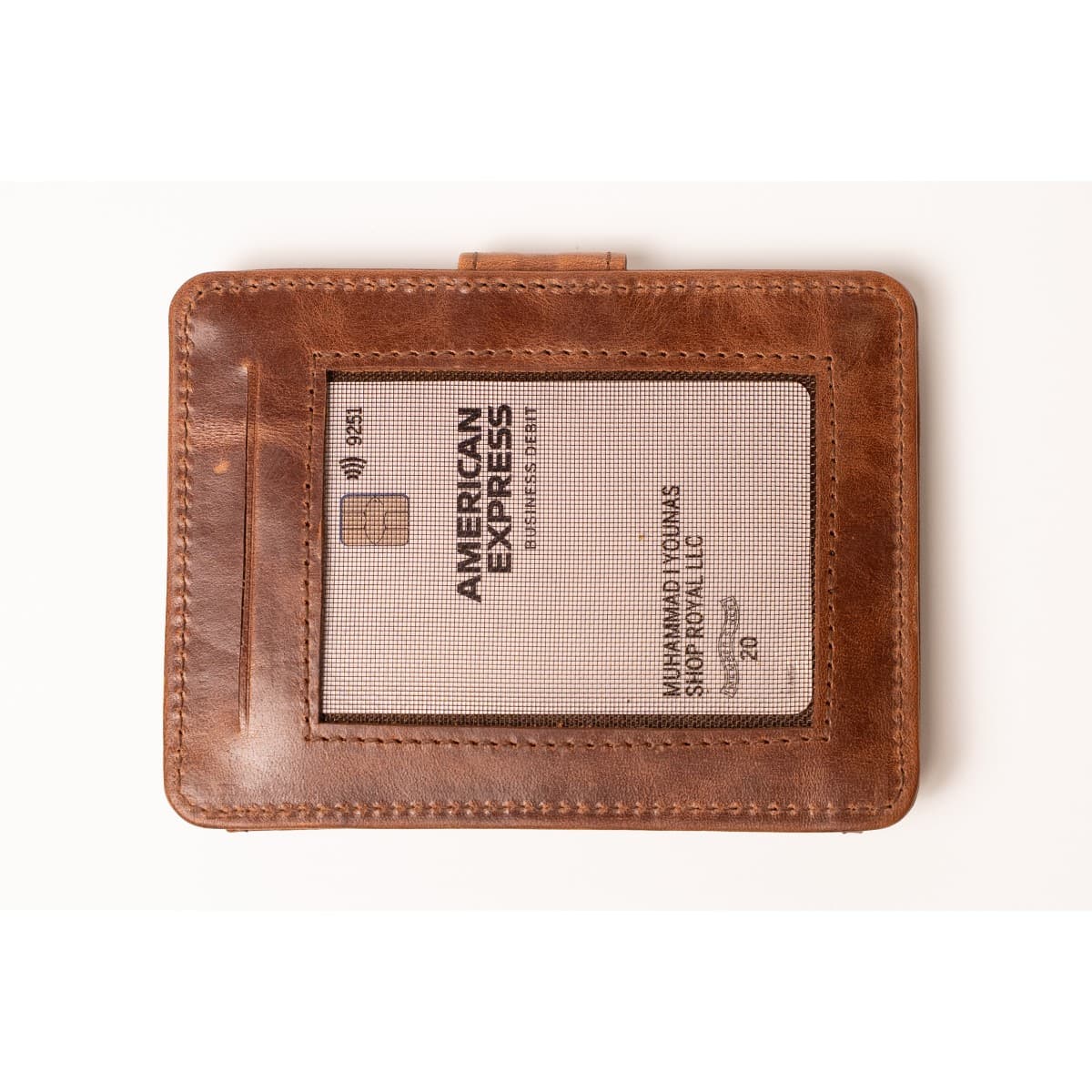 ROYAL Short Flap Card Holder — Tan — back view