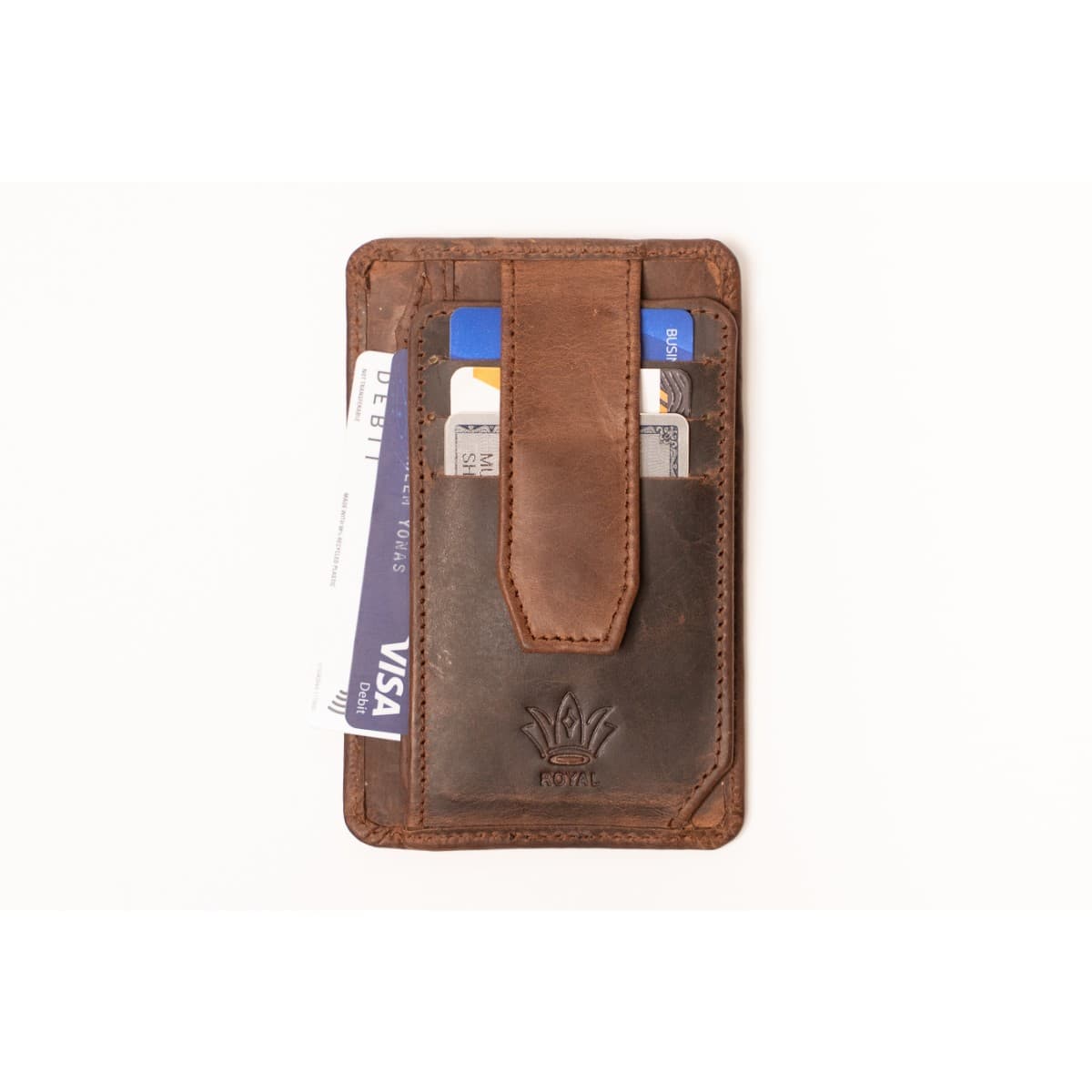 ROYAL Long Flap Card Holder — Chocolate — back view
