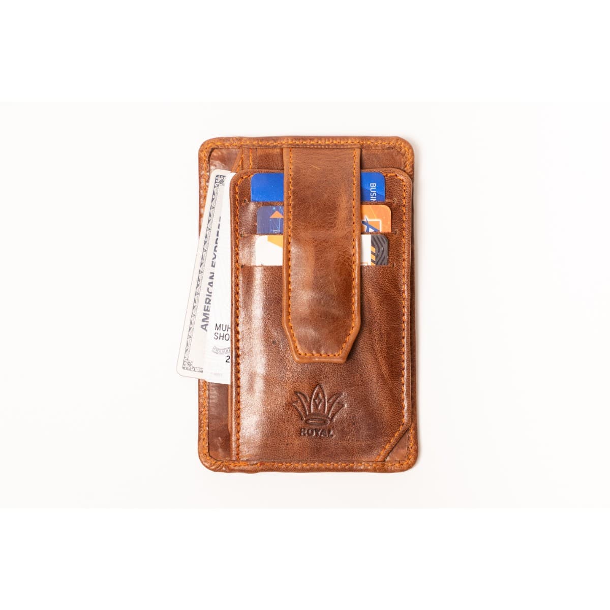 Royal Long Flap Card Holder β Tan β Tan full-grain leather