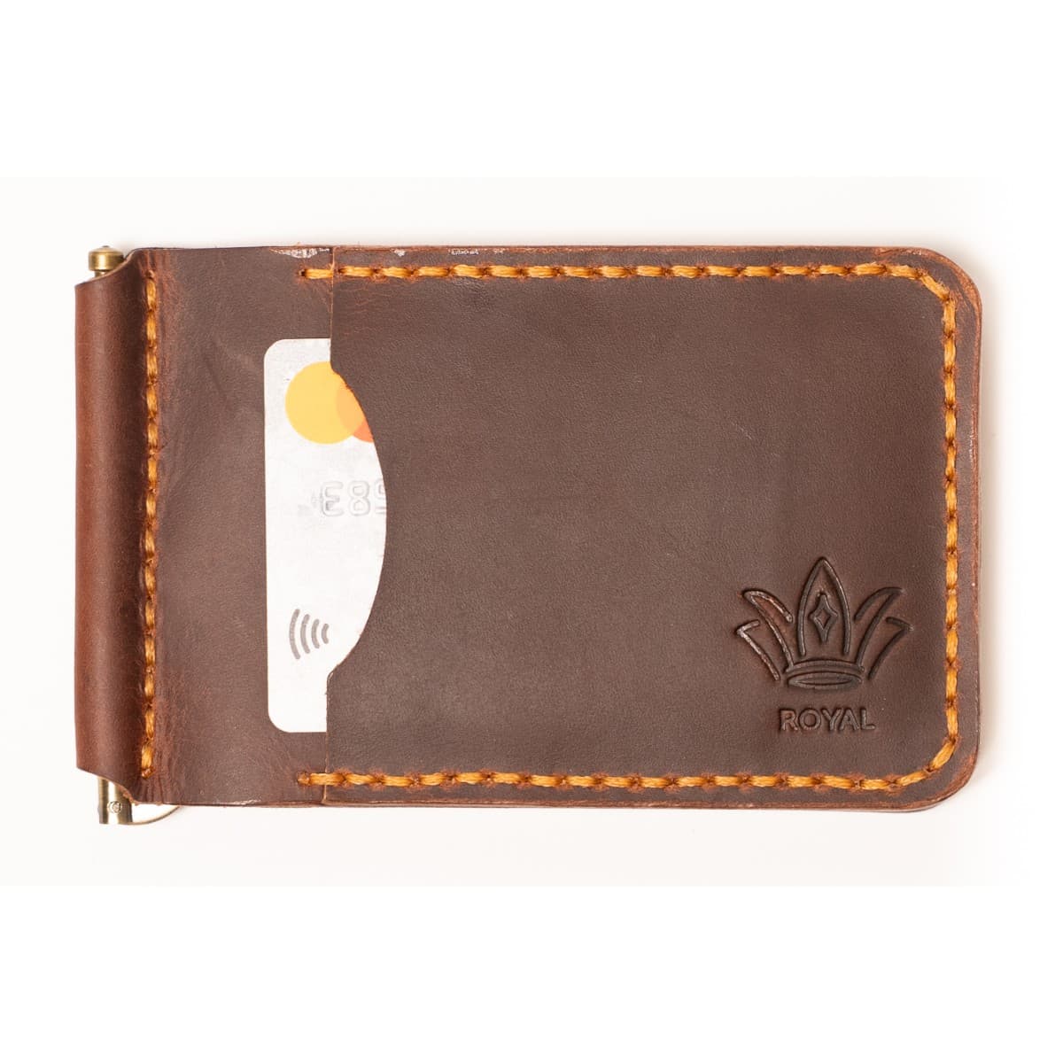 ROYAL Hand Made Cash Clip — Tan — angle view