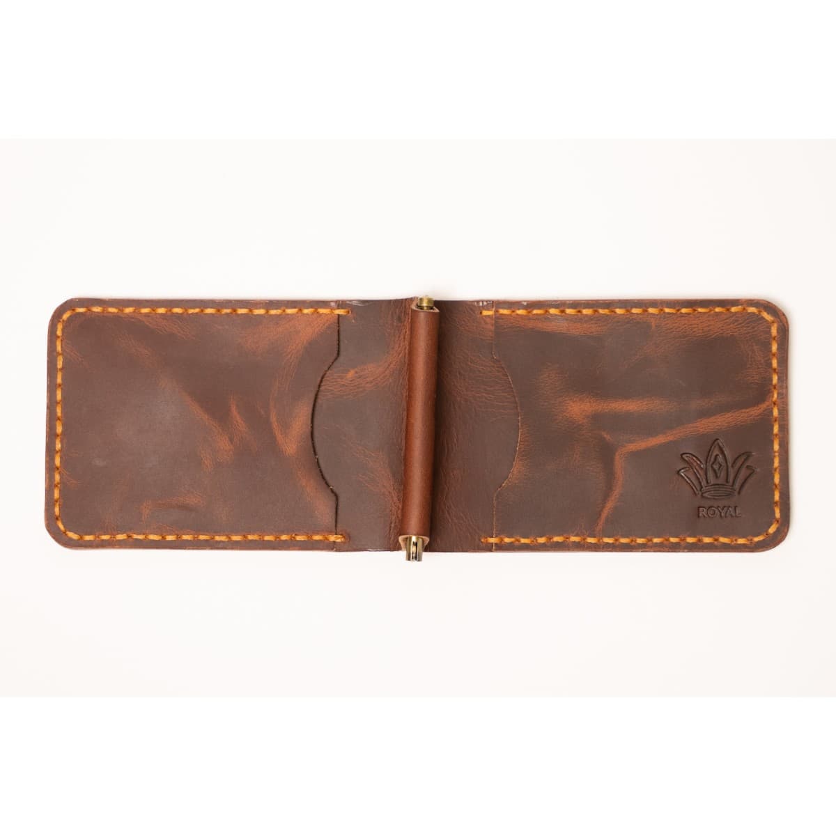 ROYAL Hand Made Cash Clip — Tan — detail view