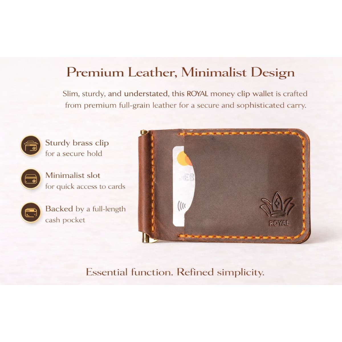 ROYAL Hand Made Cash Clip — Tan — lifestyle view