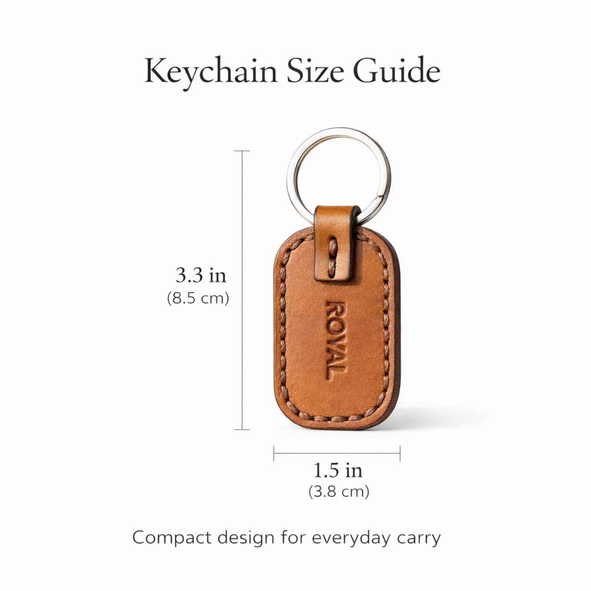 ROYAL Leather Keychain — Tan — back view