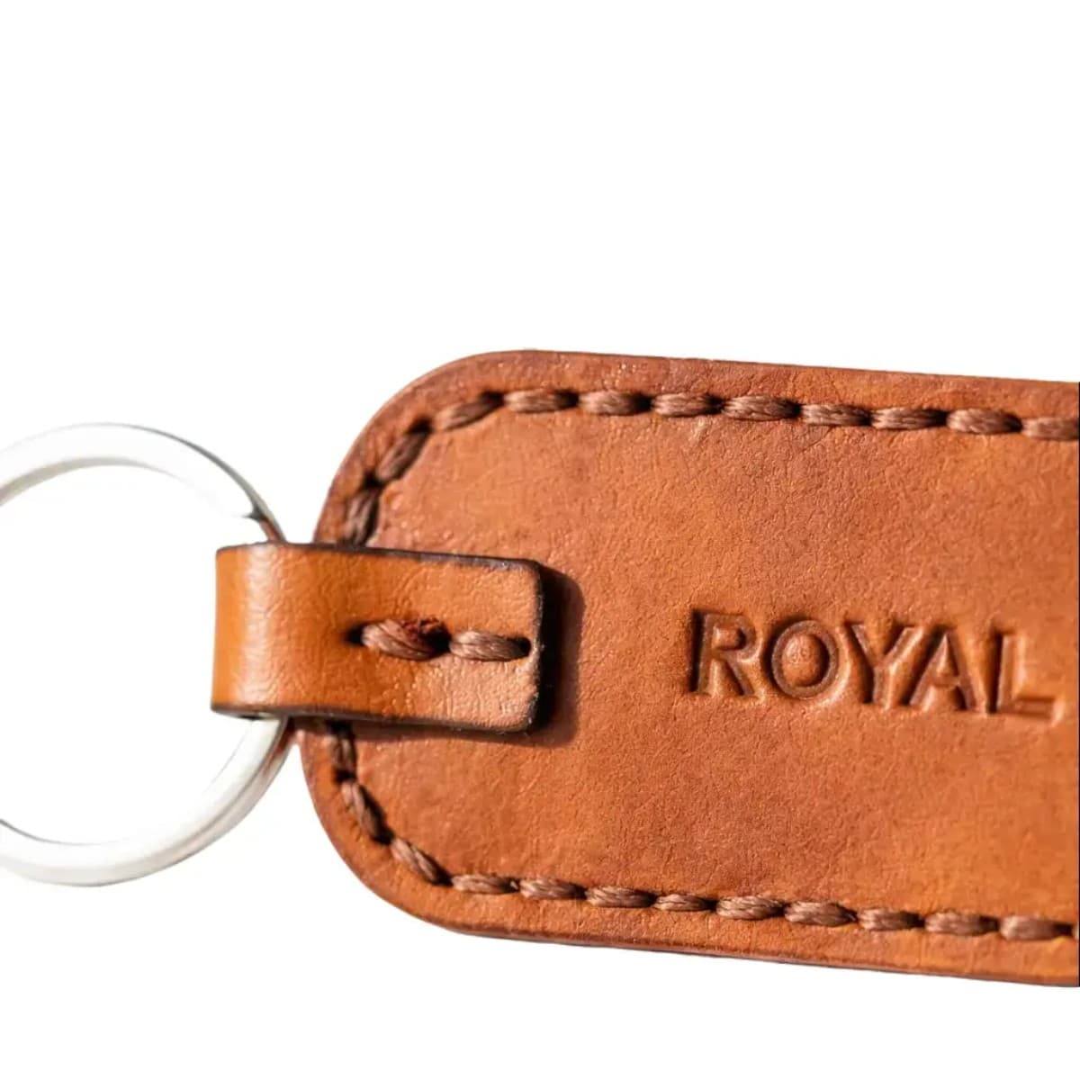 ROYAL Leather Keychain — Tan — interior view