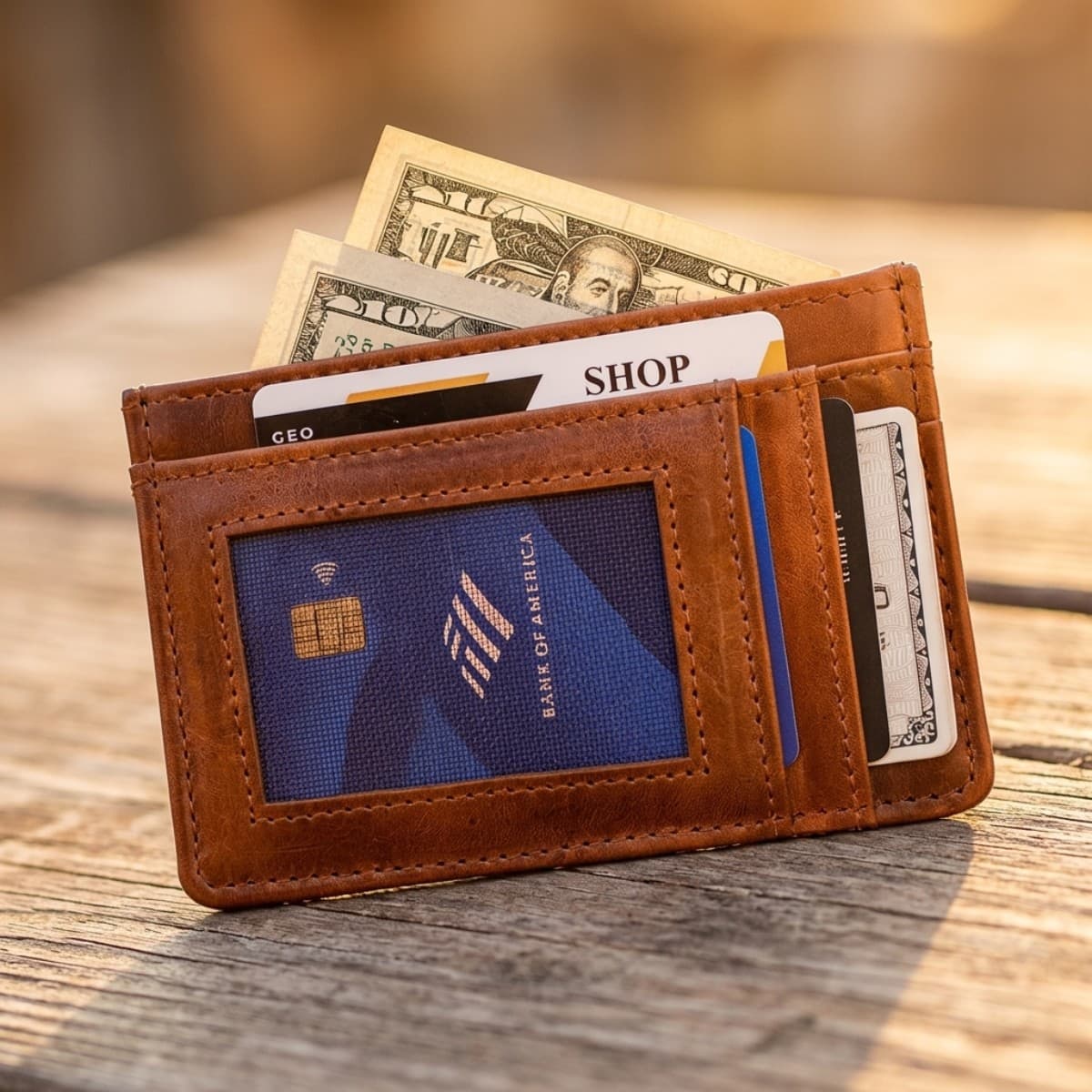 ROYAL Magnet Card Holder — Tan — interior view