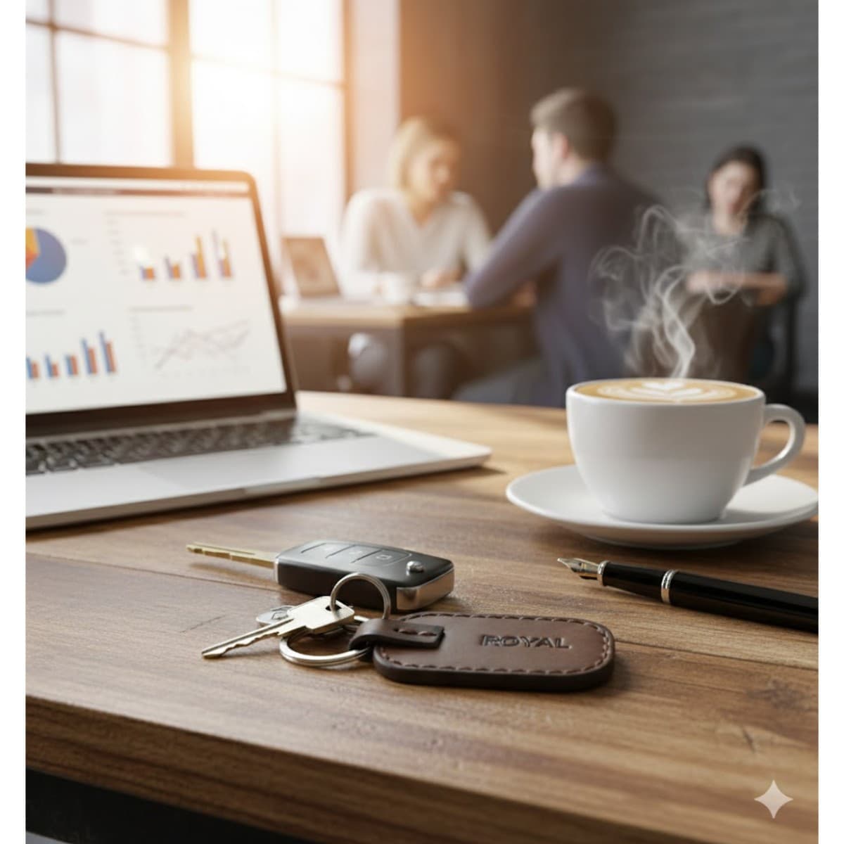 ROYAL Leather Keychain — Brown — interior view