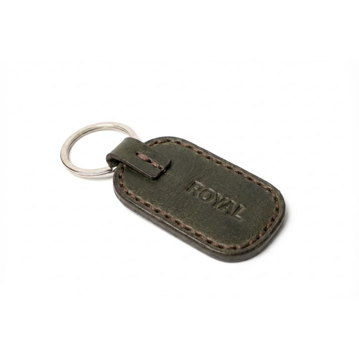 ROYAL Leather Keychain — Green — angle view