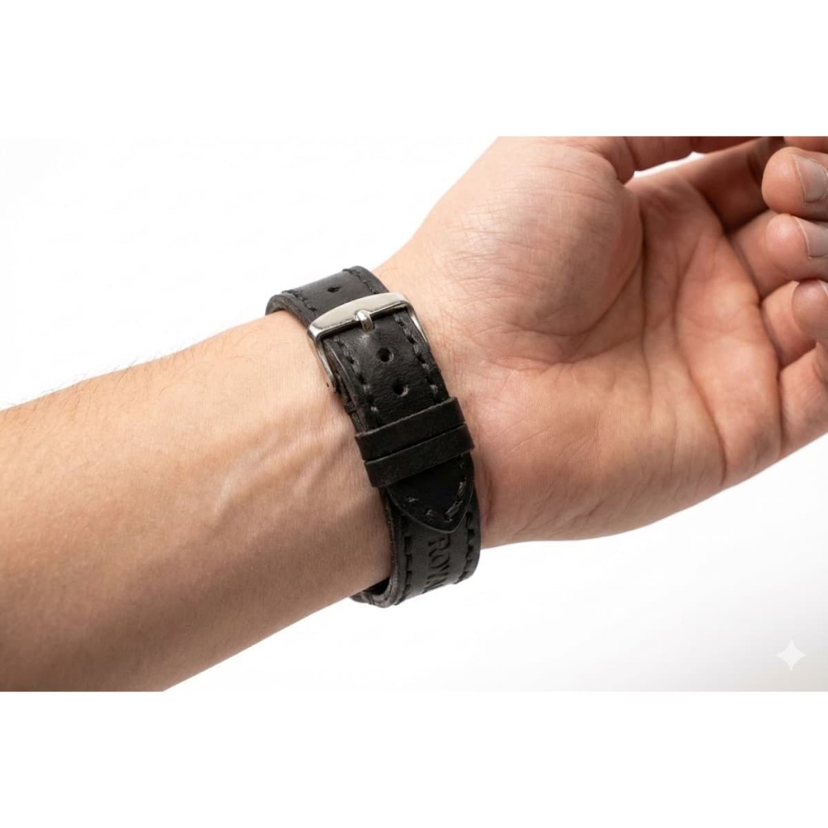 ROYAL Leather Watch Strap — Black — interior view
