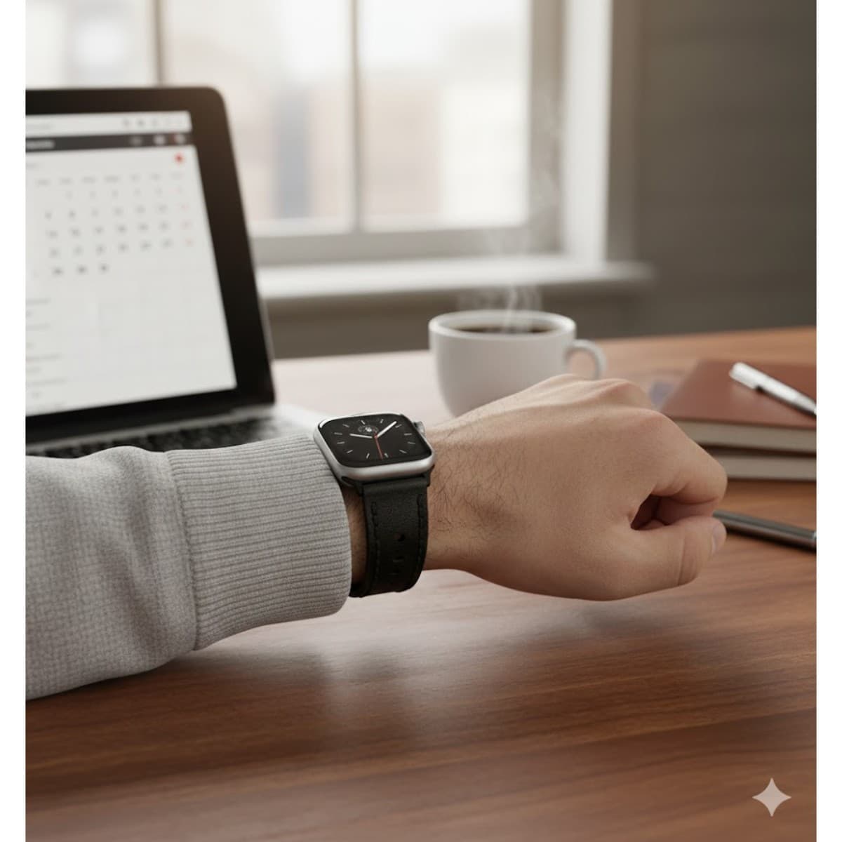 ROYAL Leather Watch Strap — Black — lifestyle view