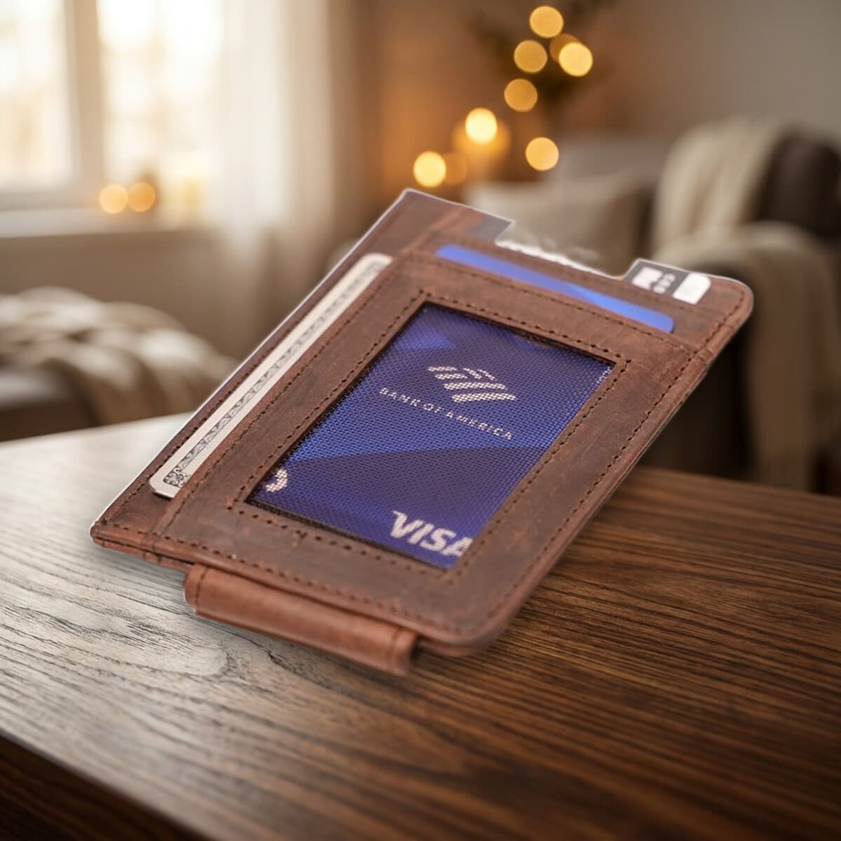 ROYAL Magnet Card Holder — Brown — back view