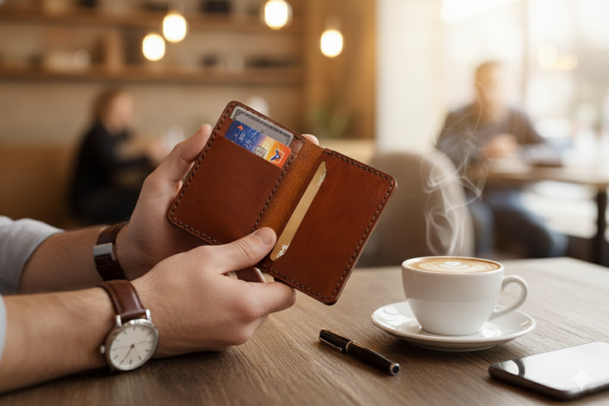 Premium leather card holders collection by ROYAL - minimalist slim designs for organizing cards