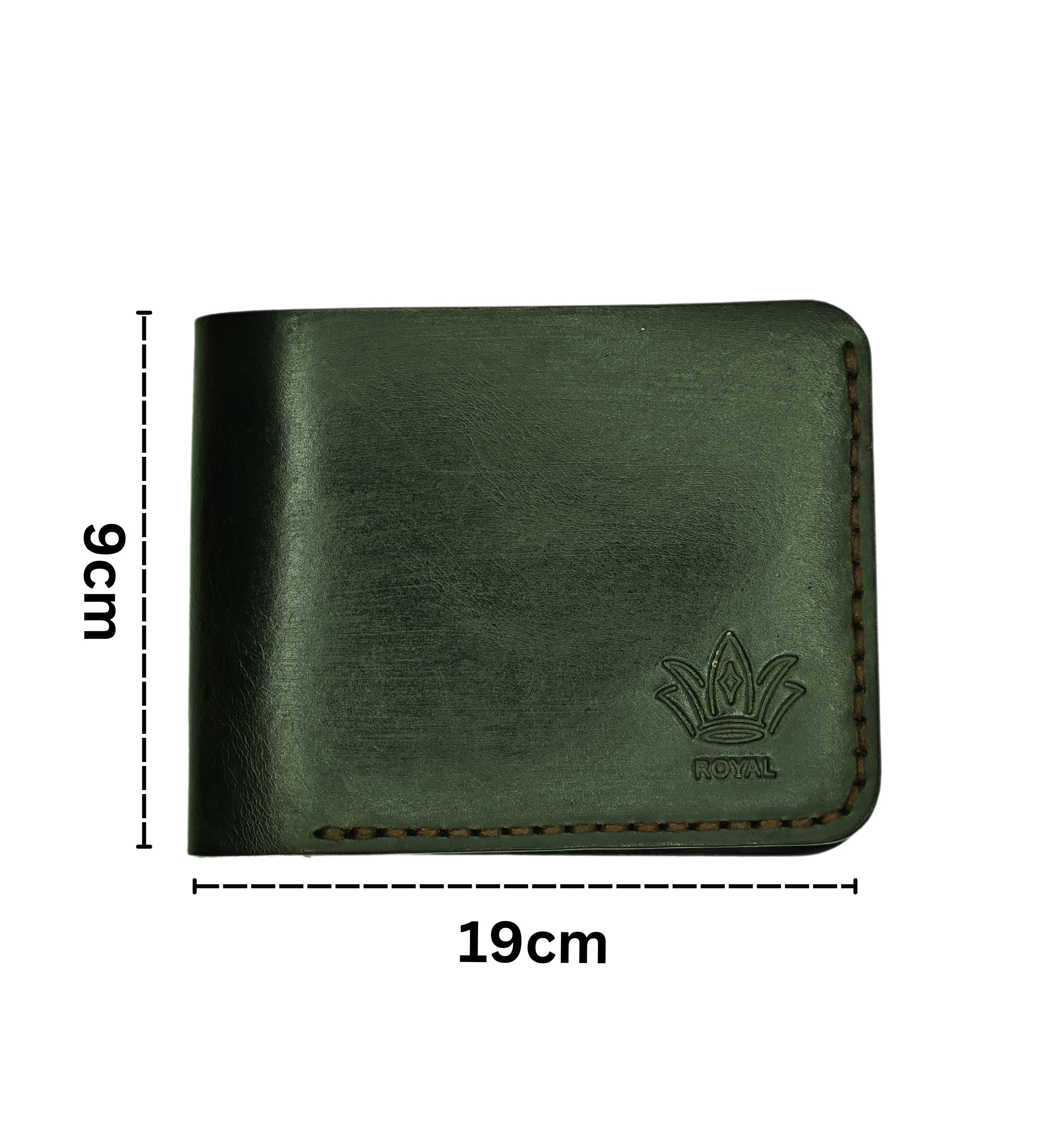 Leather green wallet three pocket