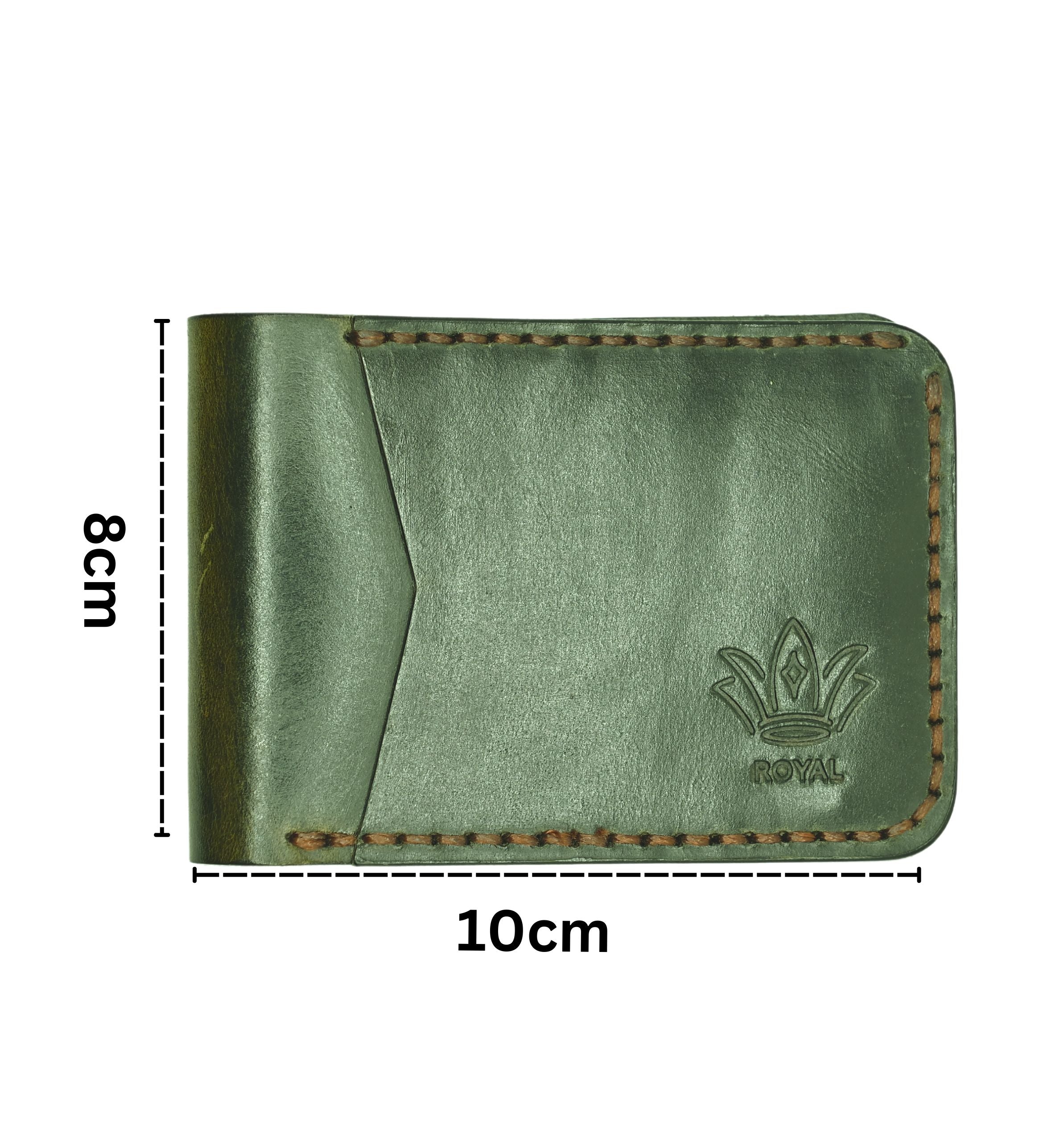 Leather green Wallet Front Pocket