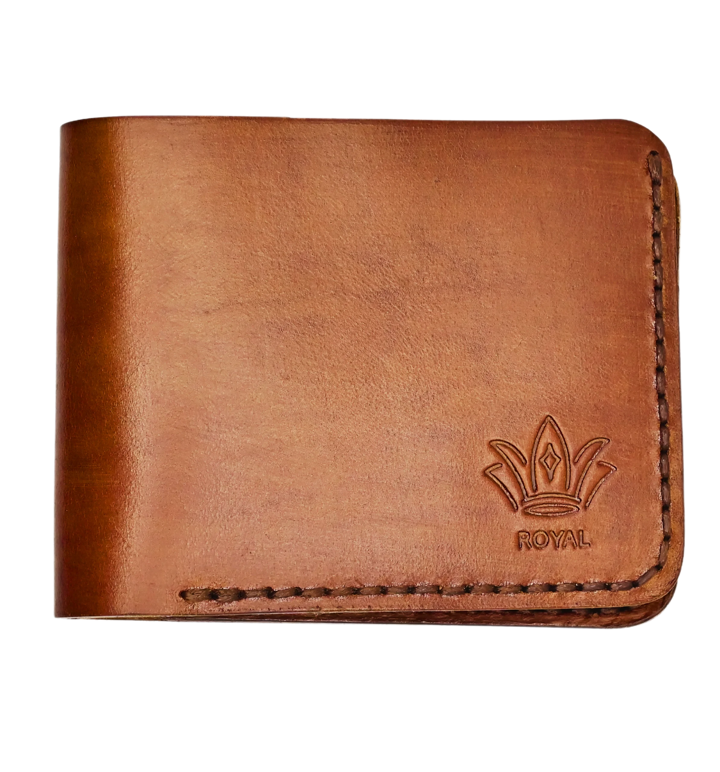 Leather tan wallet three pocket