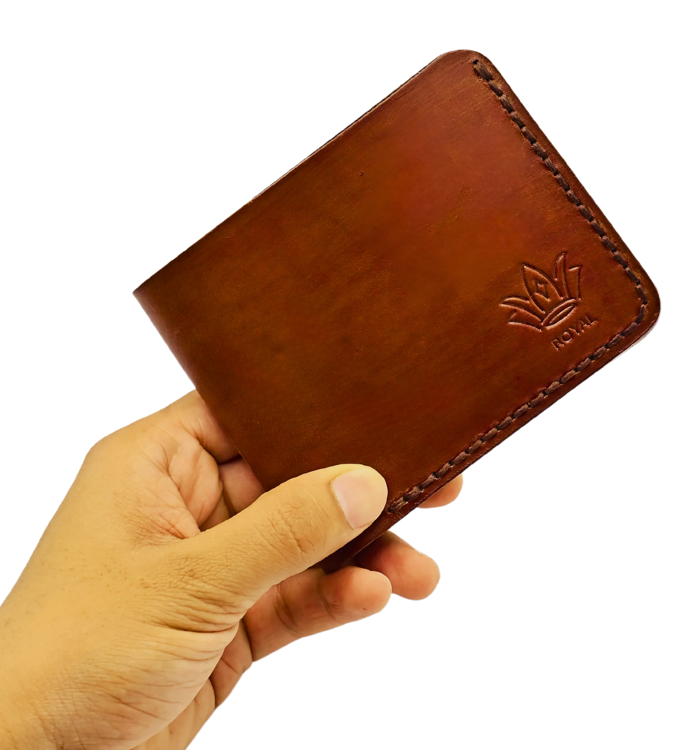 Leather tan wallet three pocket