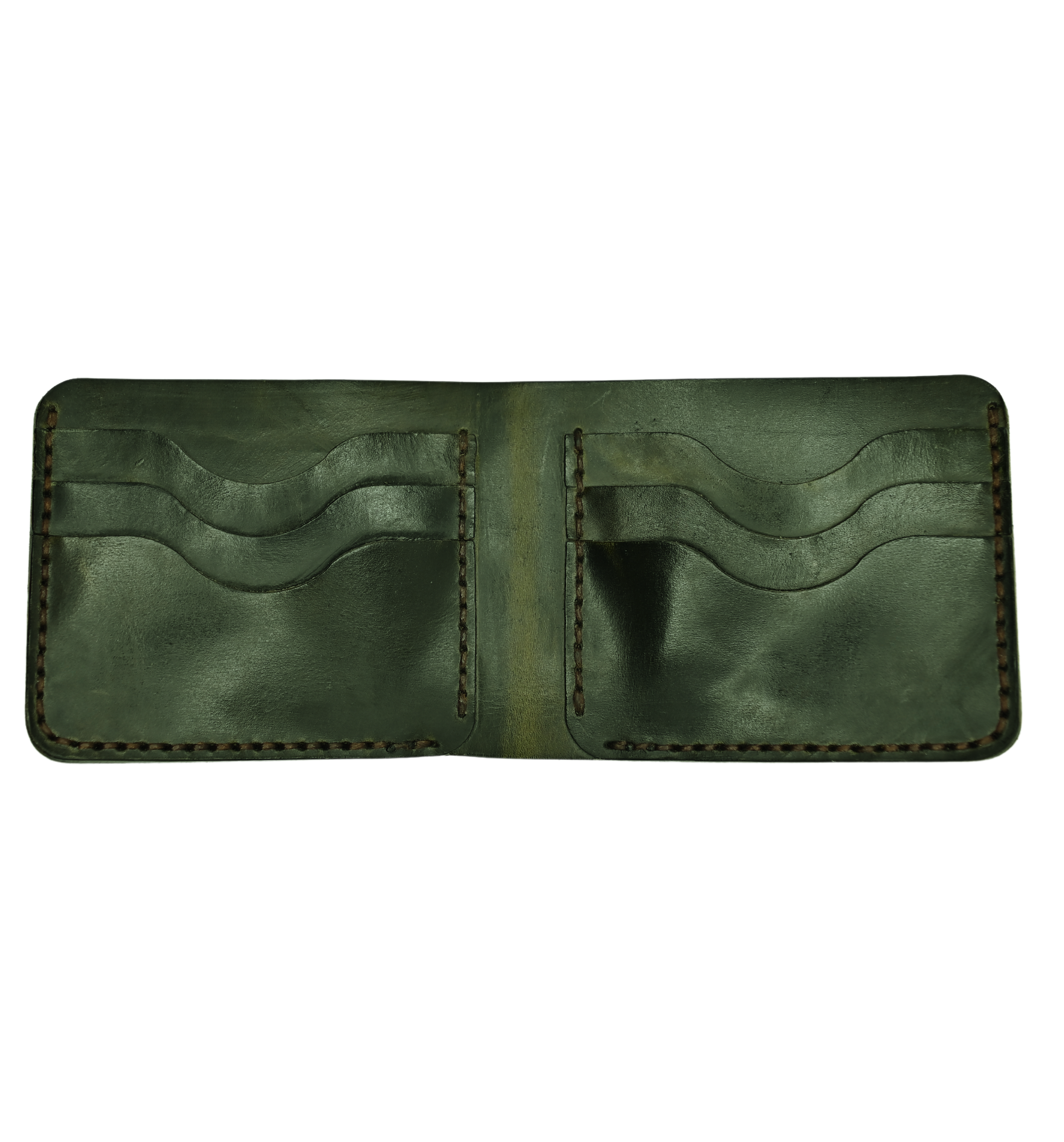 Leather green wallet three pocket