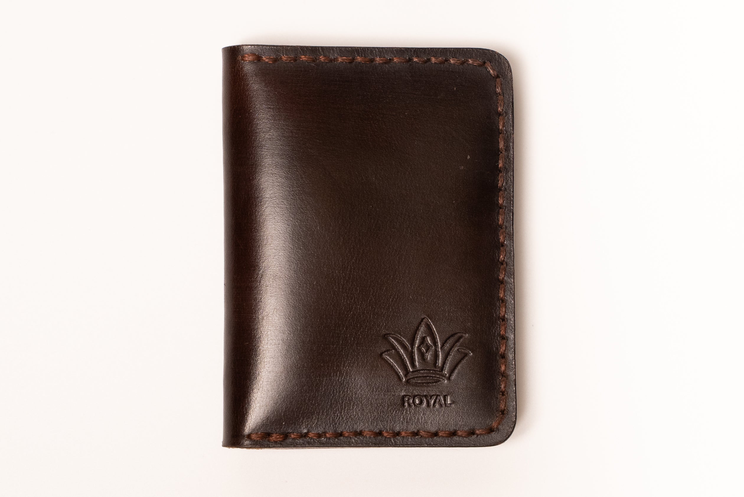 ROYAL Minimalist Leather Card Holder - Brown