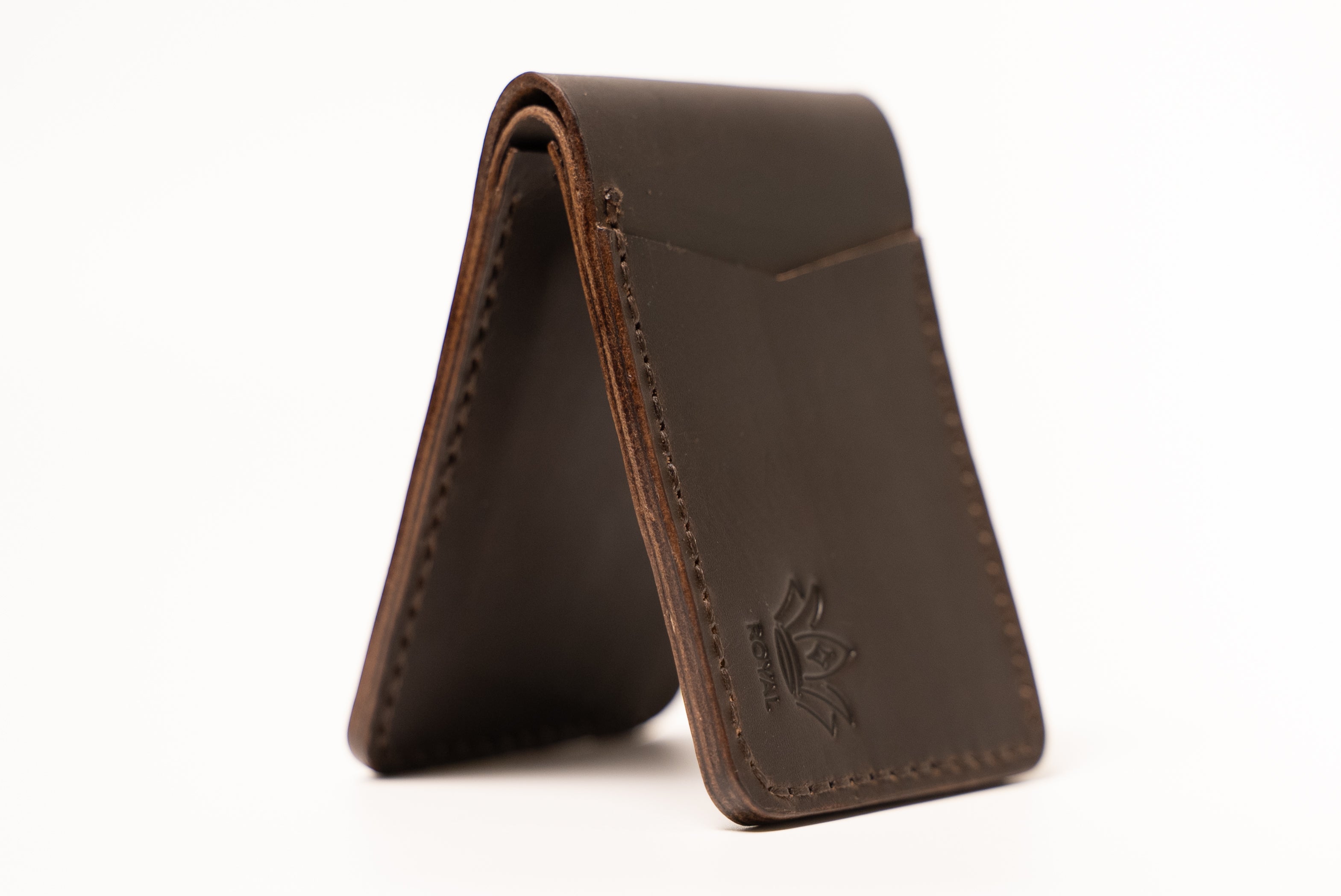 ROYAL Leather Brown Wallet – Slim Front Pocket RFID Minimalist.