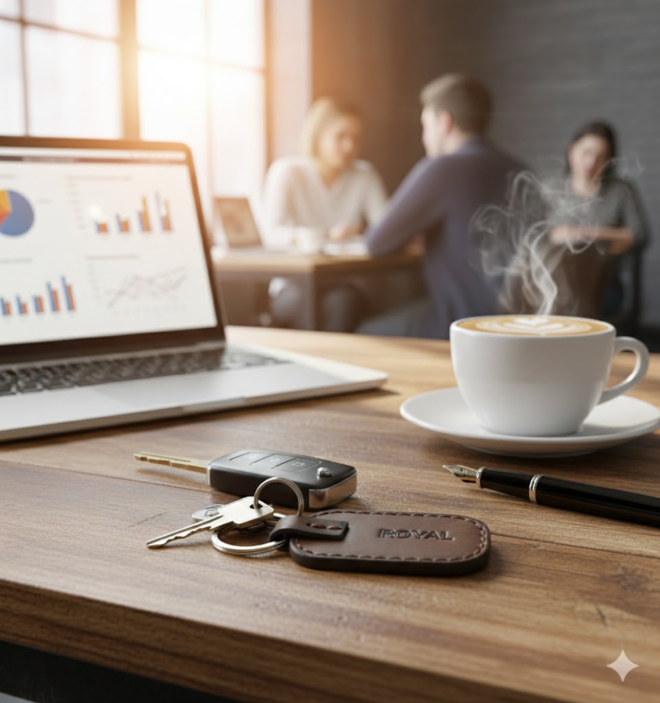 ROYAL Premium Leather Key Chain - Brown