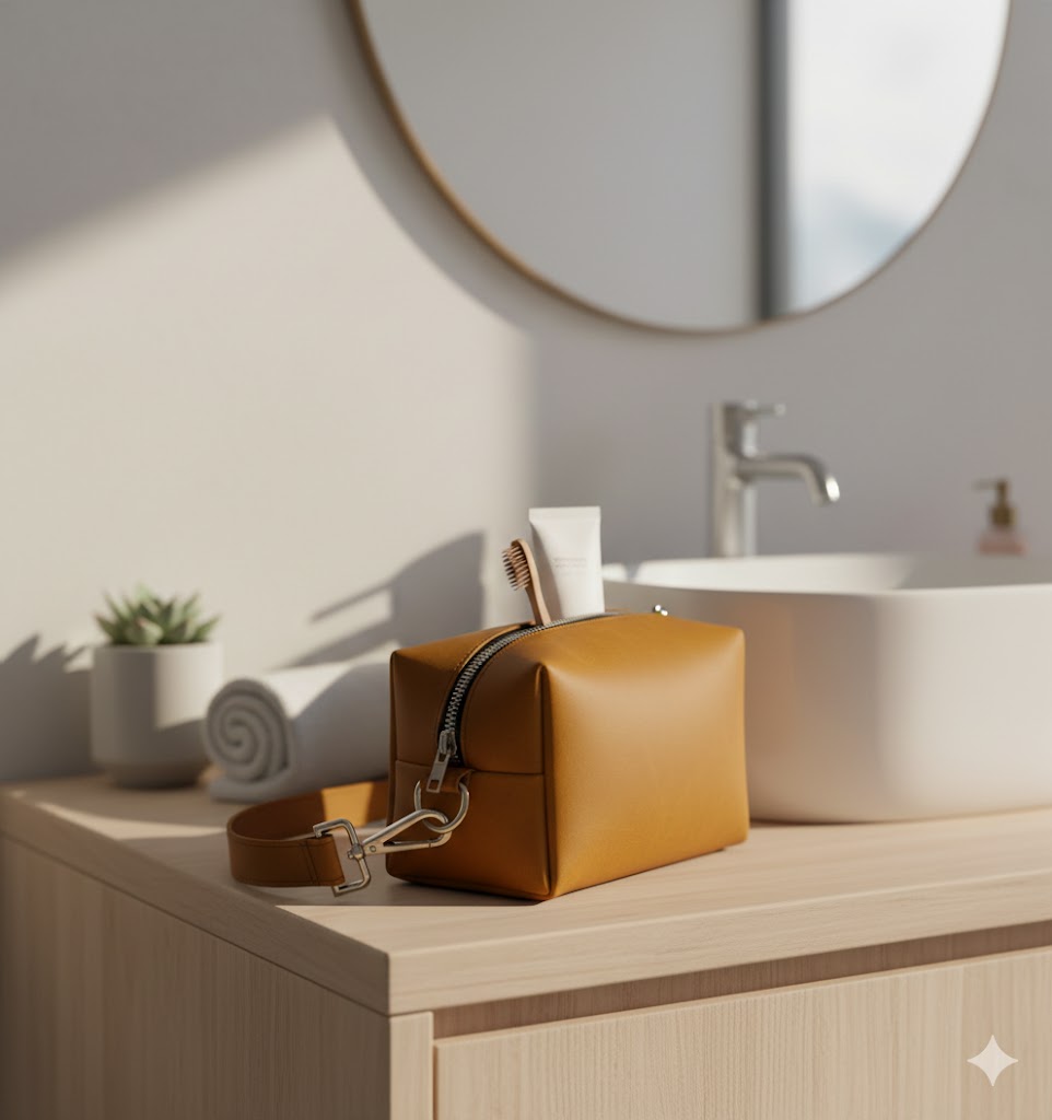 ROYAL Leather Toiletry Bags Brown - Luxury Travel Essential