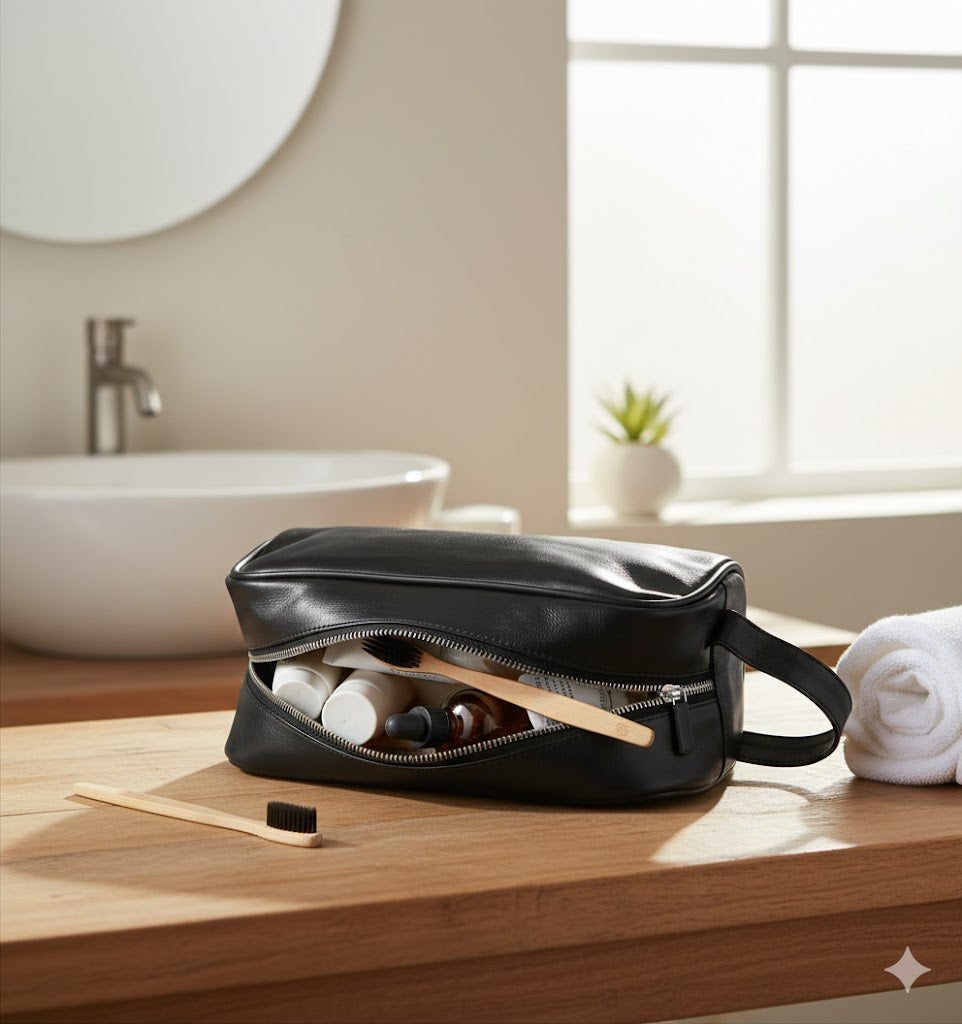 ROYAL Leather Toiletry Bags Crunch - Stylish Black Design