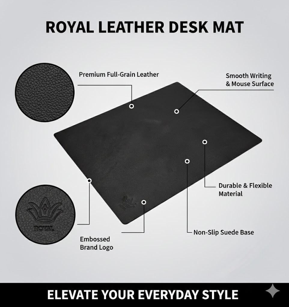 ROYAL Leather Mouse Pad - Black | Premium Desk Mat.