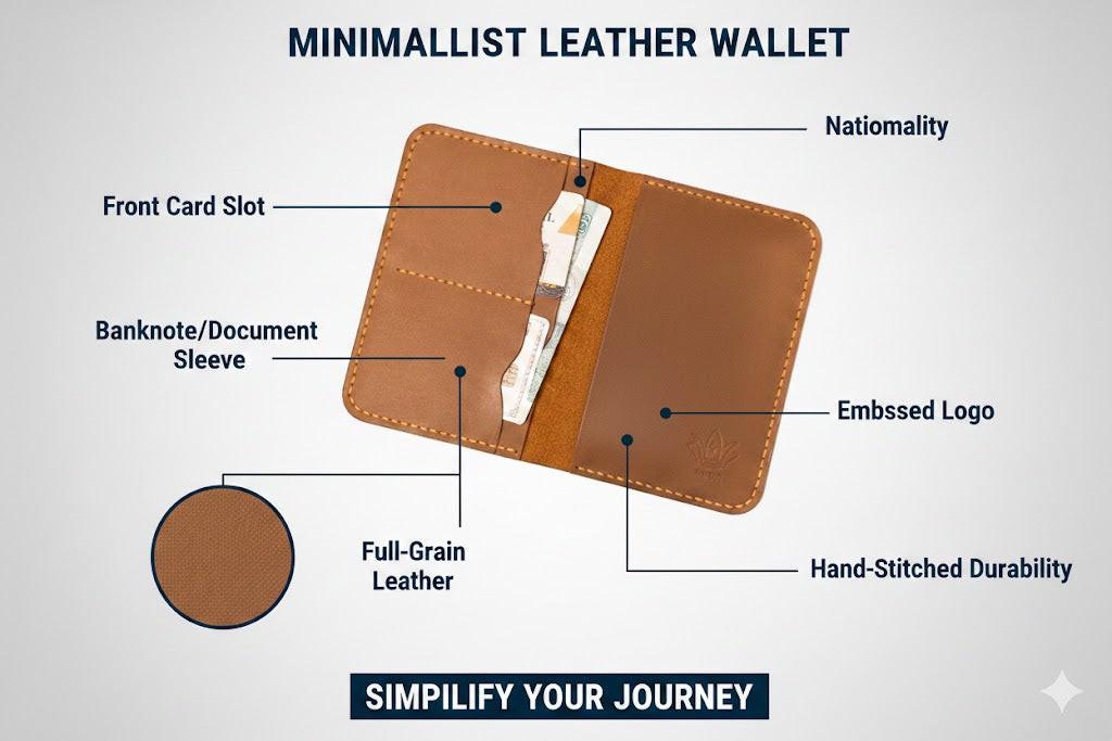 ROYAL Premium Handmade Leather Passport Cover.