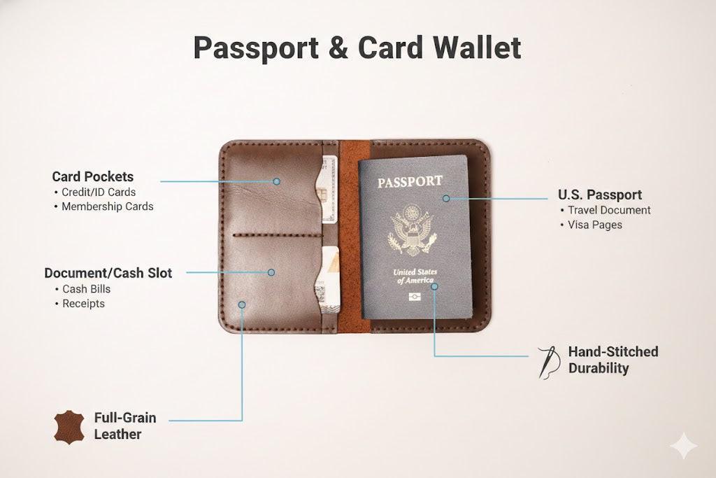 ROYAL Leather Passport Cover Brown.