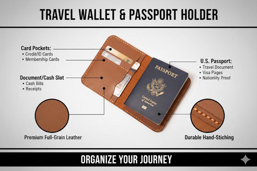 ROYAL Premium Handmade Leather Passport Cover.