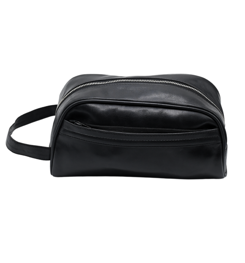 Leather Toiletry Bag Black