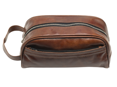 Leather Toiletry Bag Dark Brown