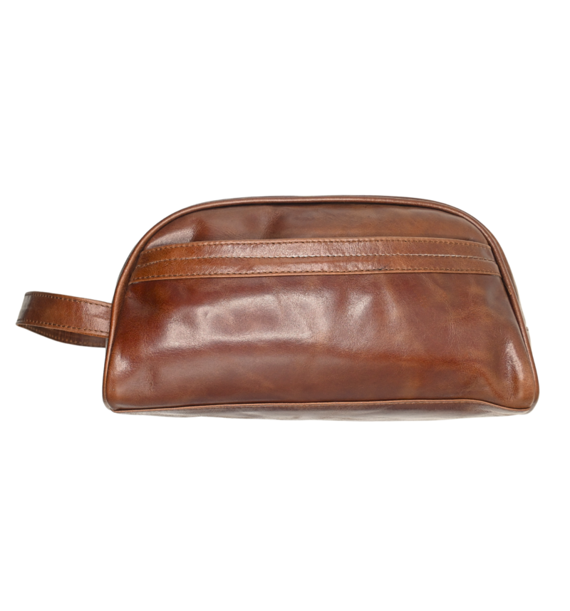 Leather Toiletry Bag Dark Brown