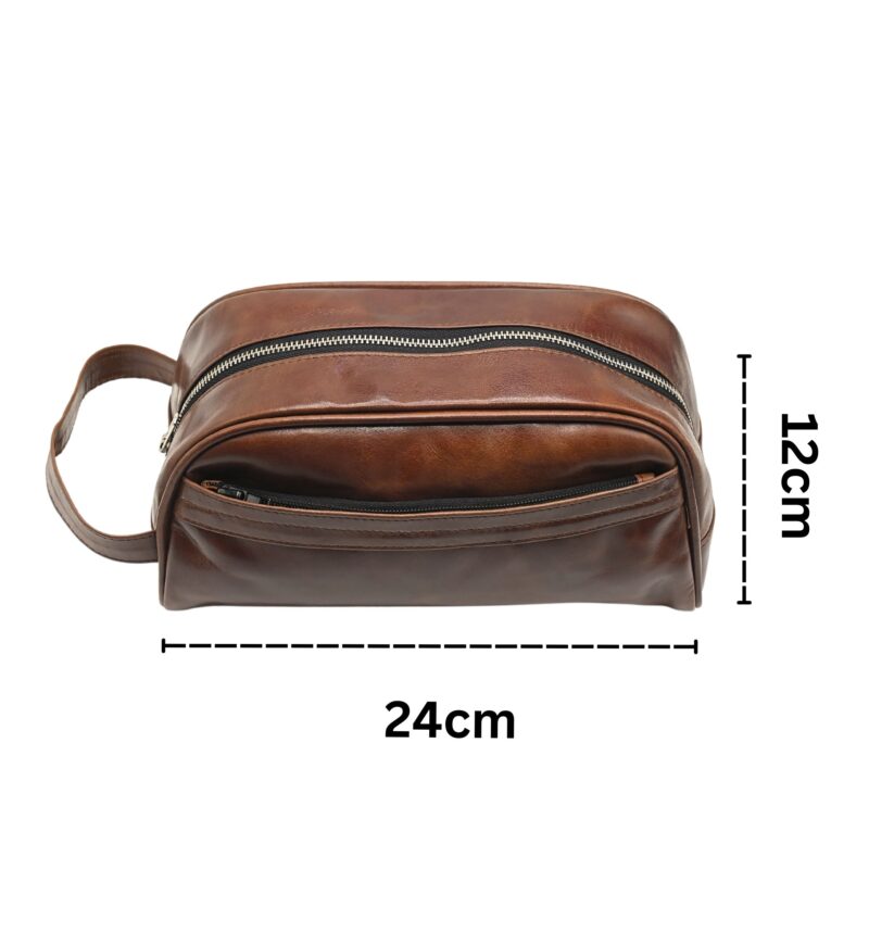 Leather Toiletry Bag Dark Brown